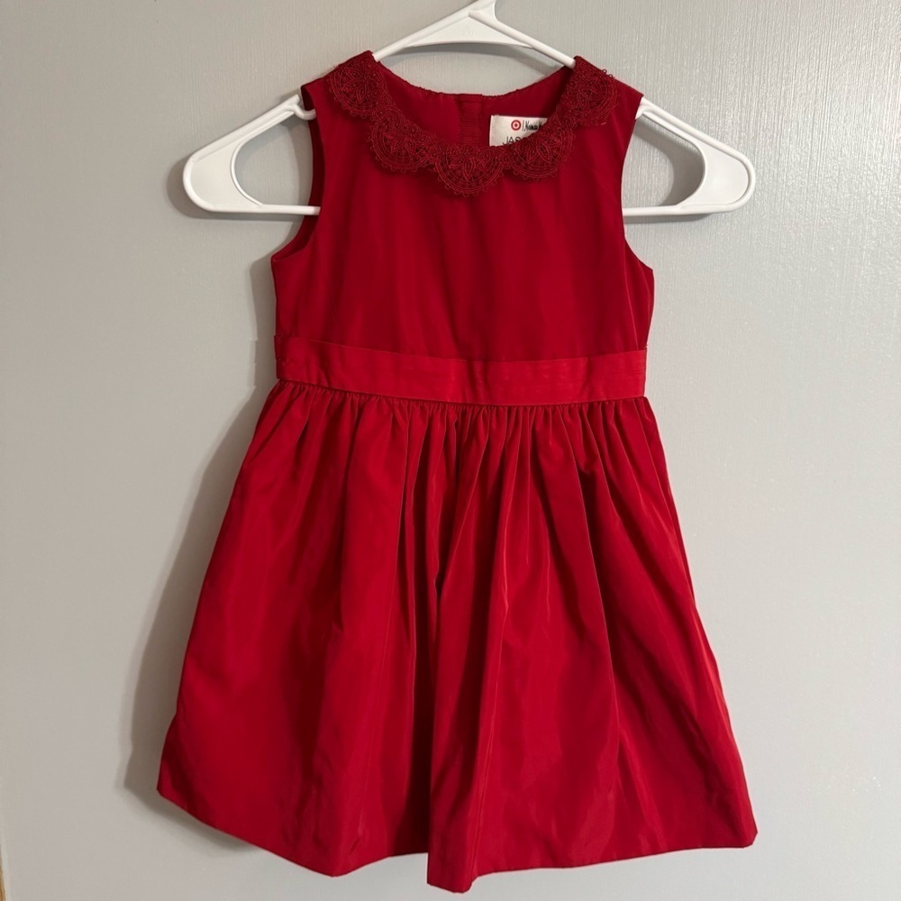 Jason Wu Red Sleeveless A-Line Dress with Lace Collar Size 4T